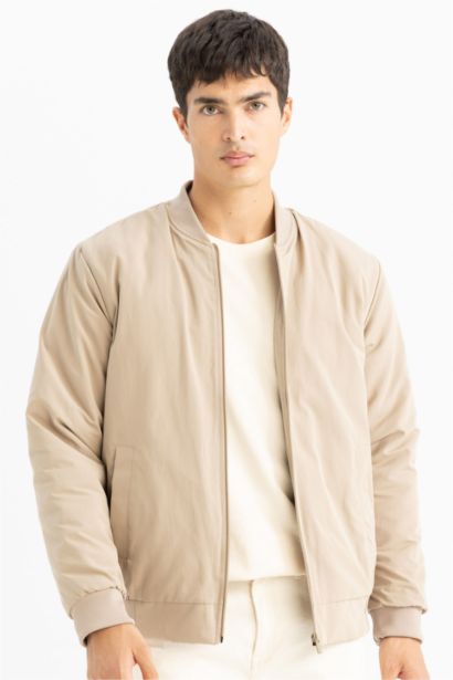 Su İtici Regular Fit Bomber Kolej Yaka Fermuarlı Çift Cepli Mevsimlik Hafif Mont