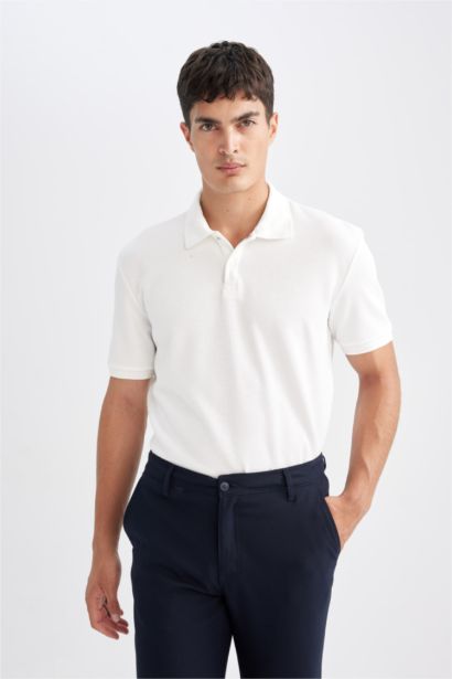 New Regular Fit Polo Yaka Basic Düz Kısa Kollu Tişört
