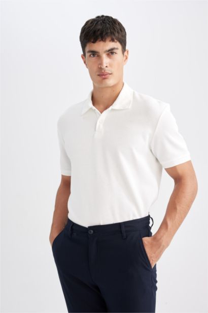 New Regular Fit Polo Yaka Basic Düz Kısa Kollu Tişört