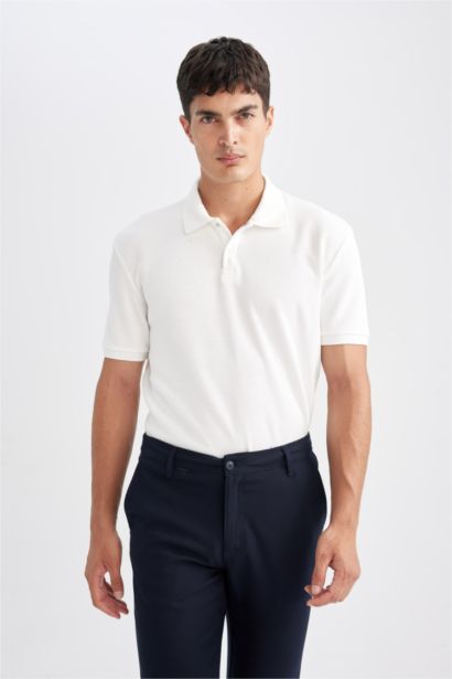 New Regular Fit Polo Yaka Basic Düz Kısa Kollu Tişört
