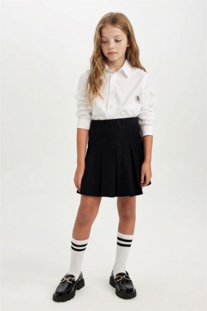 Girl Gabardine Pleat Skirt
