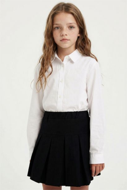 Girl Gabardine Pleat Skirt