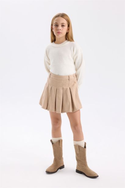 Jupe short en Gabardine plissée pour fille
