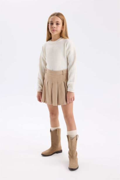 Jupe short en Gabardine plissée pour fille