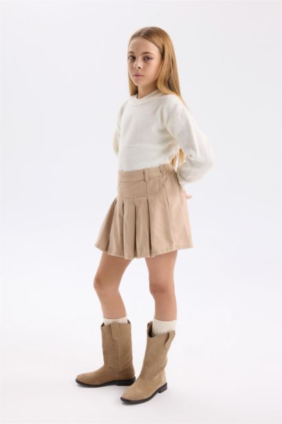 Jupe short en Gabardine plissée pour fille