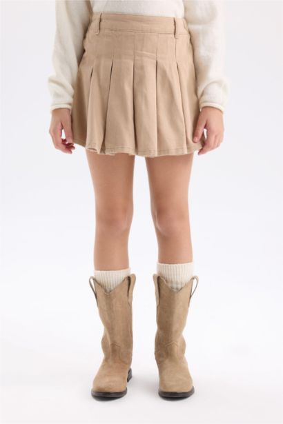 Jupe short en Gabardine plissée pour fille