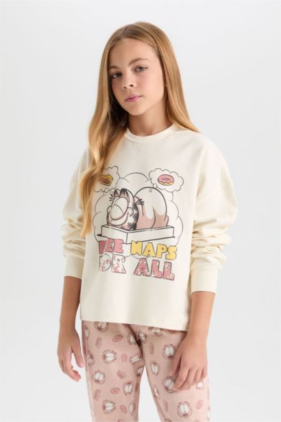 Ensemble Pyjama pour Fille Sweat-shirt imprimé Garfield et bas à taille élastique