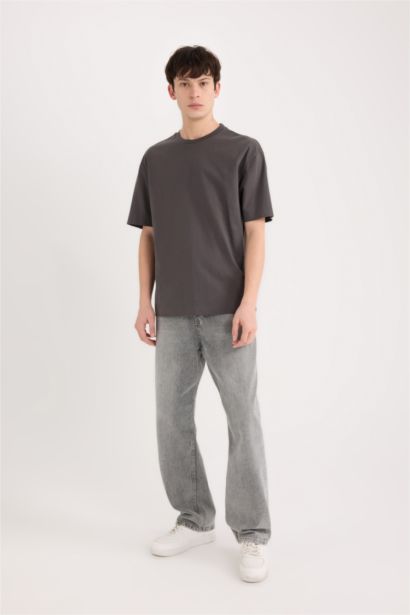 تيشيرت سادة بيزك اوفر سايز بياخة مستديرة