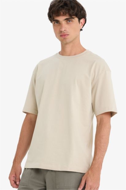 Boxy Fit Crew Neck Basic Short Sleeve T-Shirt