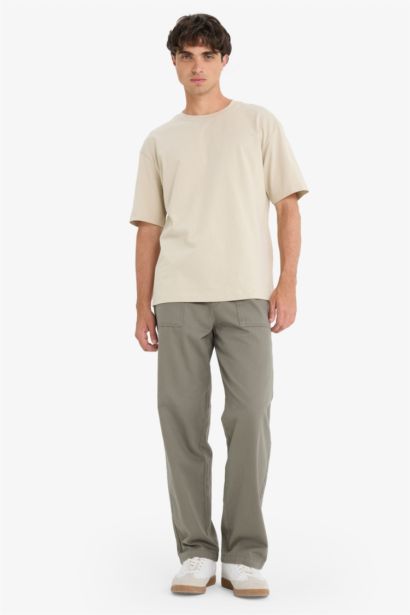 Boxy Fit Crew Neck Basic Short Sleeve T-Shirt