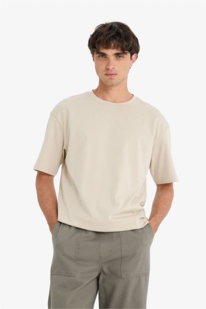 Boxy Fit Crew Neck Basic Short Sleeve T-Shirt