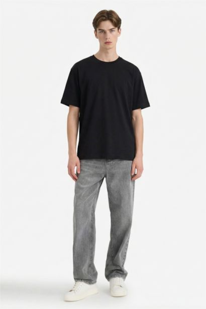 Boxy Fit Crew Neck Basic Short Sleeve T-Shirt