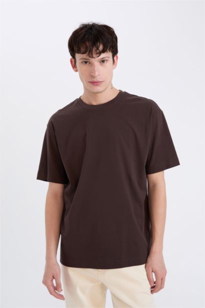 Boxy Fit Crew Neck Basic Short Sleeve T-Shirt