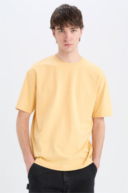 Cotton Boxy Fit Crew Neck Basic T-Shirt
