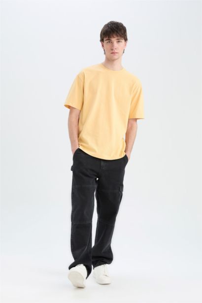 Cotton Boxy Fit Crew Neck Basic T-Shirt