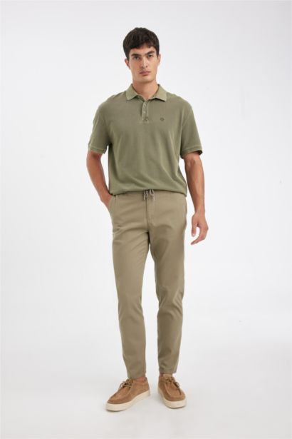 سروال جوجر قطن برجل ضيق برباط من الخصر