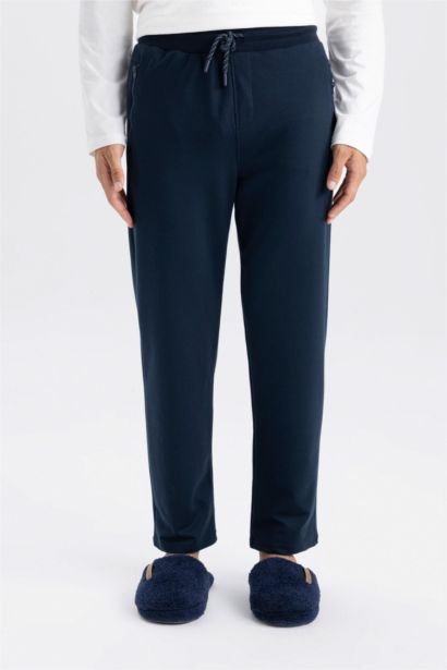 سروال سويت بانتس قماش رقيق سليم فيت بساق بسحاب