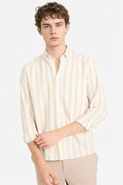 %100 Pamuk Çizgili Gömlek
