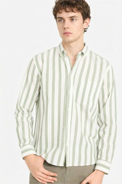 %100 Pamuk Çizgili Gömlek