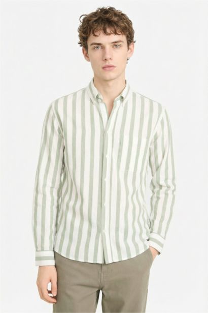 %100 Pamuk Çizgili Gömlek