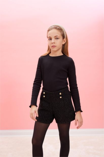 Short en tissu brillant en coton pour fille