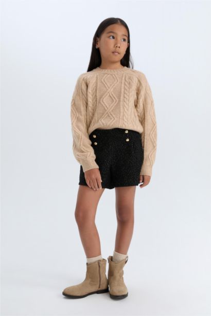 Short en tissu brillant en coton pour fille