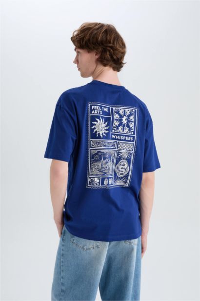 تيشيرت أوفر سايز نص كم برقبة مستديرة