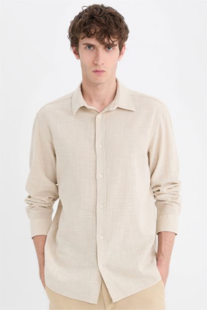 поло жаға мақта Ұзын жеңді көйлек