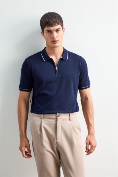 Standard Fit Polo Collar Knitwear Polo T-Shirt