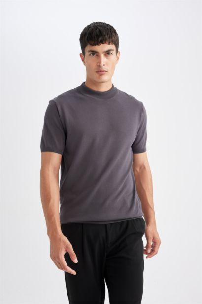 T-Shirt en Tricot Coupe Standard à Col Rond