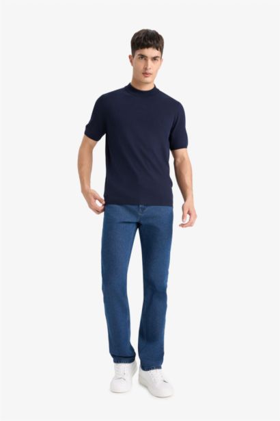 T-shirt tricot à col rond et manches courtes Coupe standard