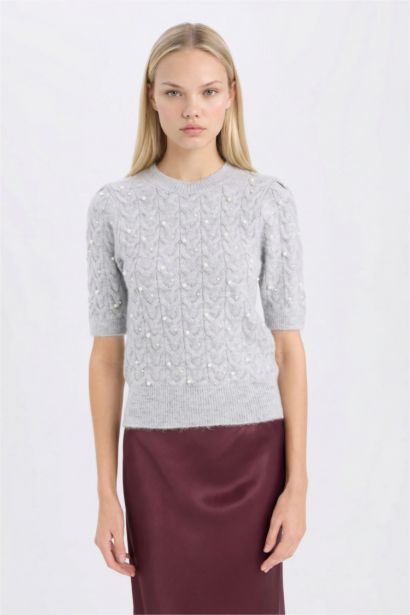 Regular Fit Crew Neck Basic Half Sleeve Knitwear Pullover