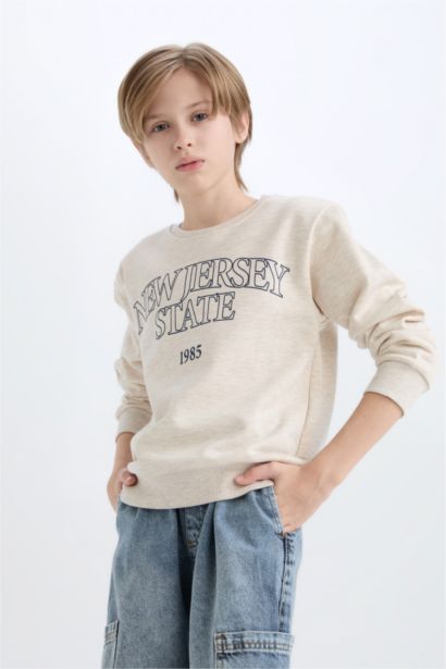 Bisiklet Yaka Baskılı Sweatshirt Erkek Çocuk