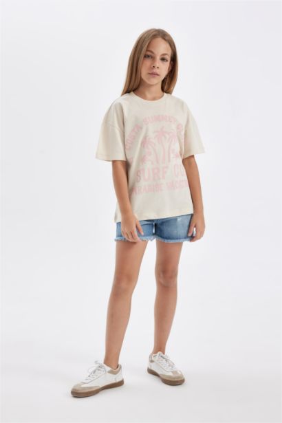 Girl Relax Fit Printed Short Sleeve T-Shirt