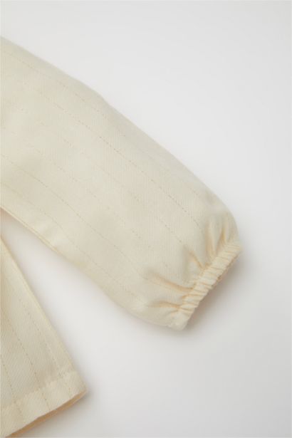 Baby Girl Crew Neck Twill Long Sleeve Shirt