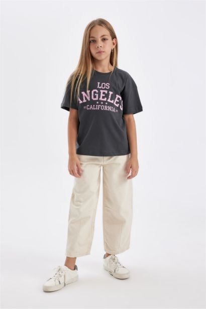 Girl Relax Fit Printed Short Sleeve T-Shirt