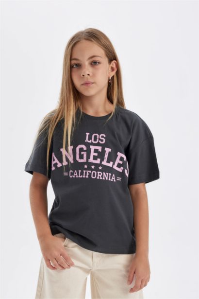 Girl Relax Fit Printed Short Sleeve T-Shirt