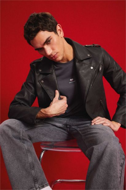 Water Repellent Zipper Faux Leather Jacket