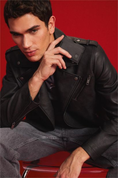 Water Repellent Zipper Faux Leather Jacket