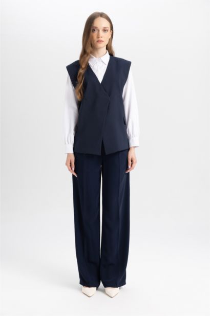 Gilet Blazer à rayures avec col V