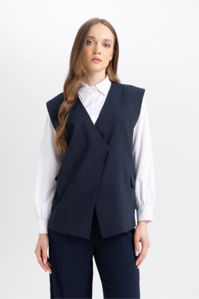 Gilet Blazer à rayures avec col V