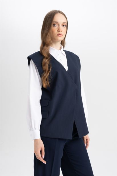 Gilet Blazer à rayures avec col V