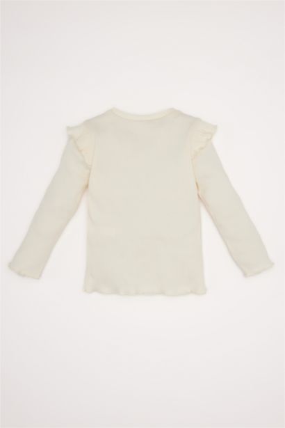 تيشيرت كم طويل مطبوع مضلع قصة عادية برقبة مستديرة للبيبي بنت