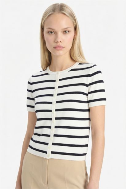 كارديجان تريكو قصة عادية برقبة مستديرة