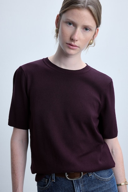 Regular Fit Burgundy Crew Neck Sweater