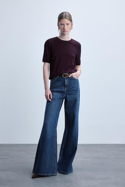 Regular Fit Burgundy Crew Neck Sweater