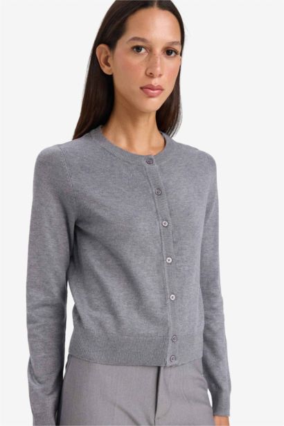 Regular Fit Crew Neck Cardigan