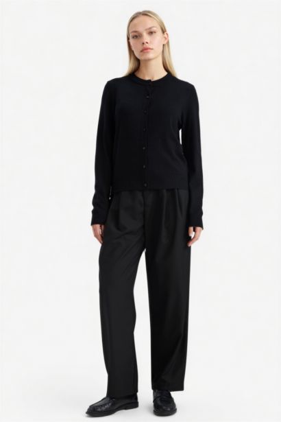 Regular Fit Crew Neck Cardigan