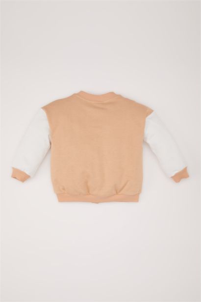 Baby Boy College Collar Printed Snap Closure Bomber Jacket