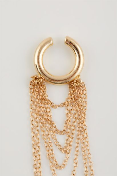 Woman Dangling Gold Cartilage Earring